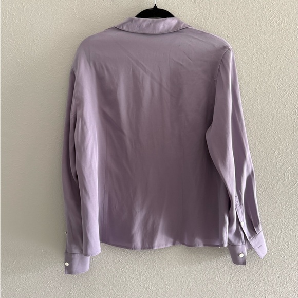 Talbots. Lilac Silk-Blend Button Front Shirt. PTP 22”. Length 23” - Picture 2 of 3
